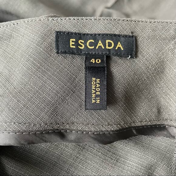 Escada Straight Wide Leg Pant Wool Blend High Rise Buckle Detail Gray US 10 EUC - Picture 9 of 13